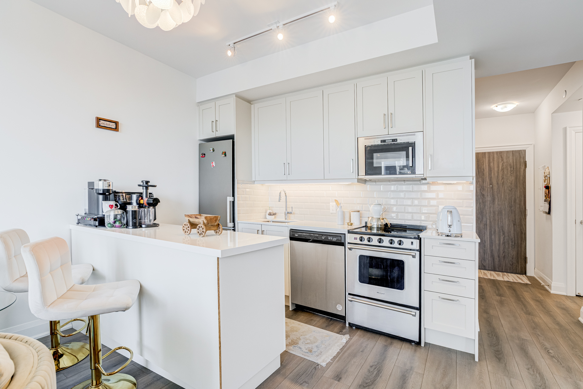 Modern kitchen with stainless appliances