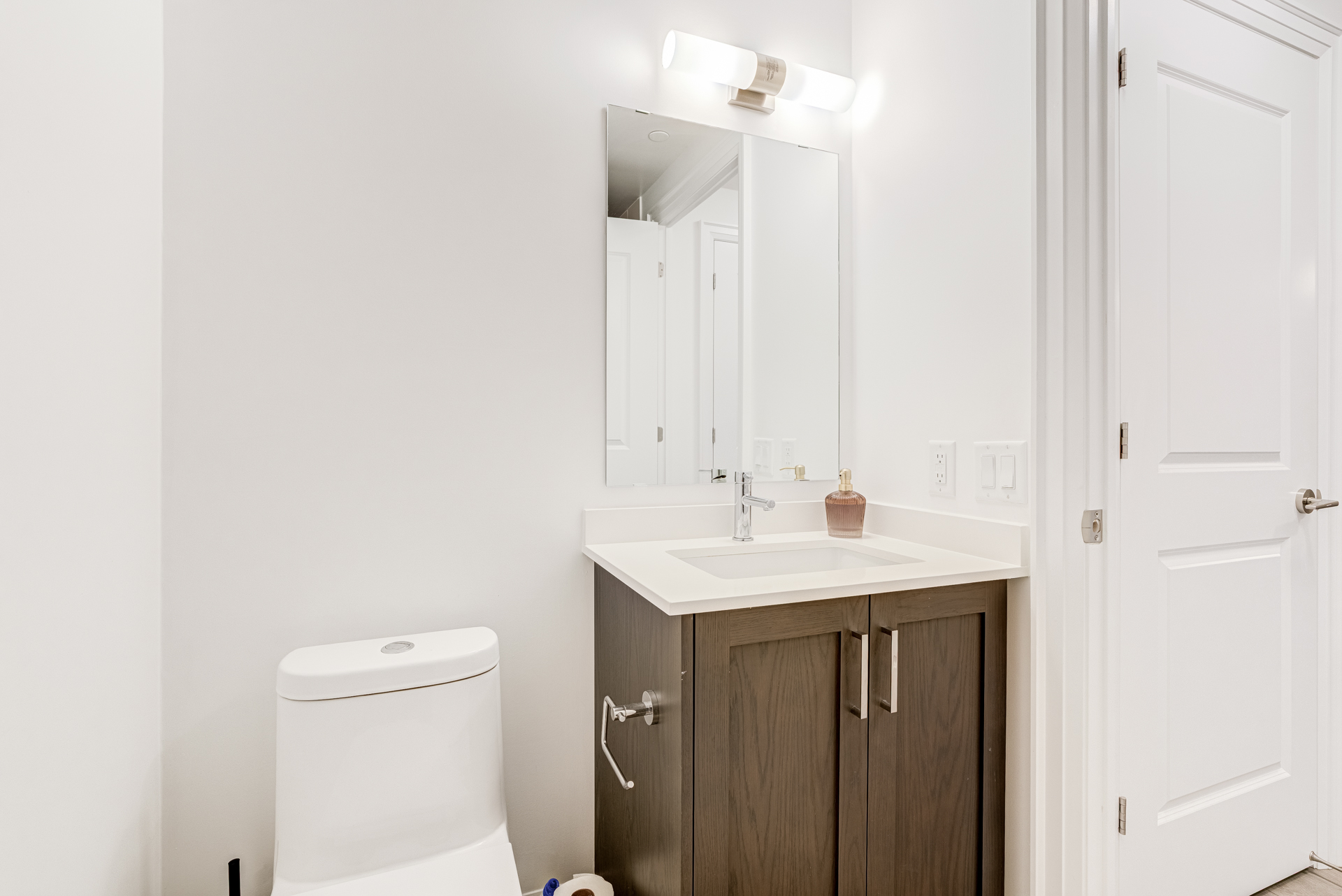 Powder room with modern vanity